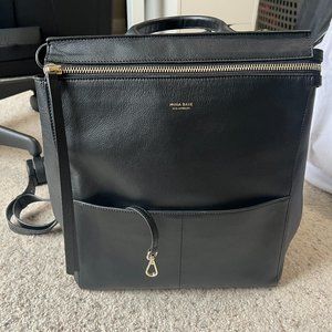 Mina Baie Harper Full-Size Maternity Backpack in Black (Real Leather)